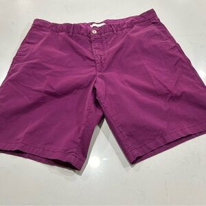 Robert Graham Chino Shorts Mens 40 Classic Fit Flat Front Purple Casual